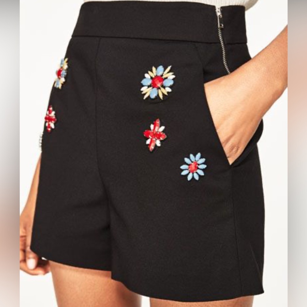 Zara embellished jeweled high waisted shorts size XS